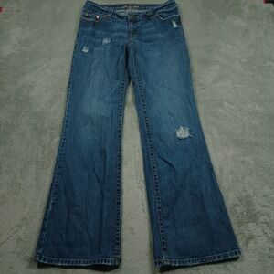 American Eagle Jeans Womens‎ 8 Blue Denim Wide Leg Boy Cut Distressed Y2K